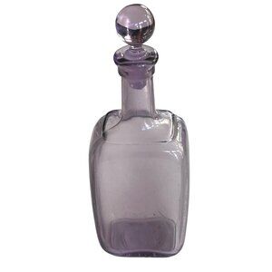 Vintage Amethyst Purple Glass Decanter Round Stopper Rare Barware Apothecary